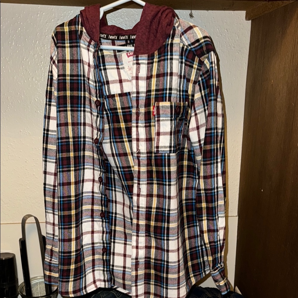 Levi's Plaid Button-Up Shirt with Hood